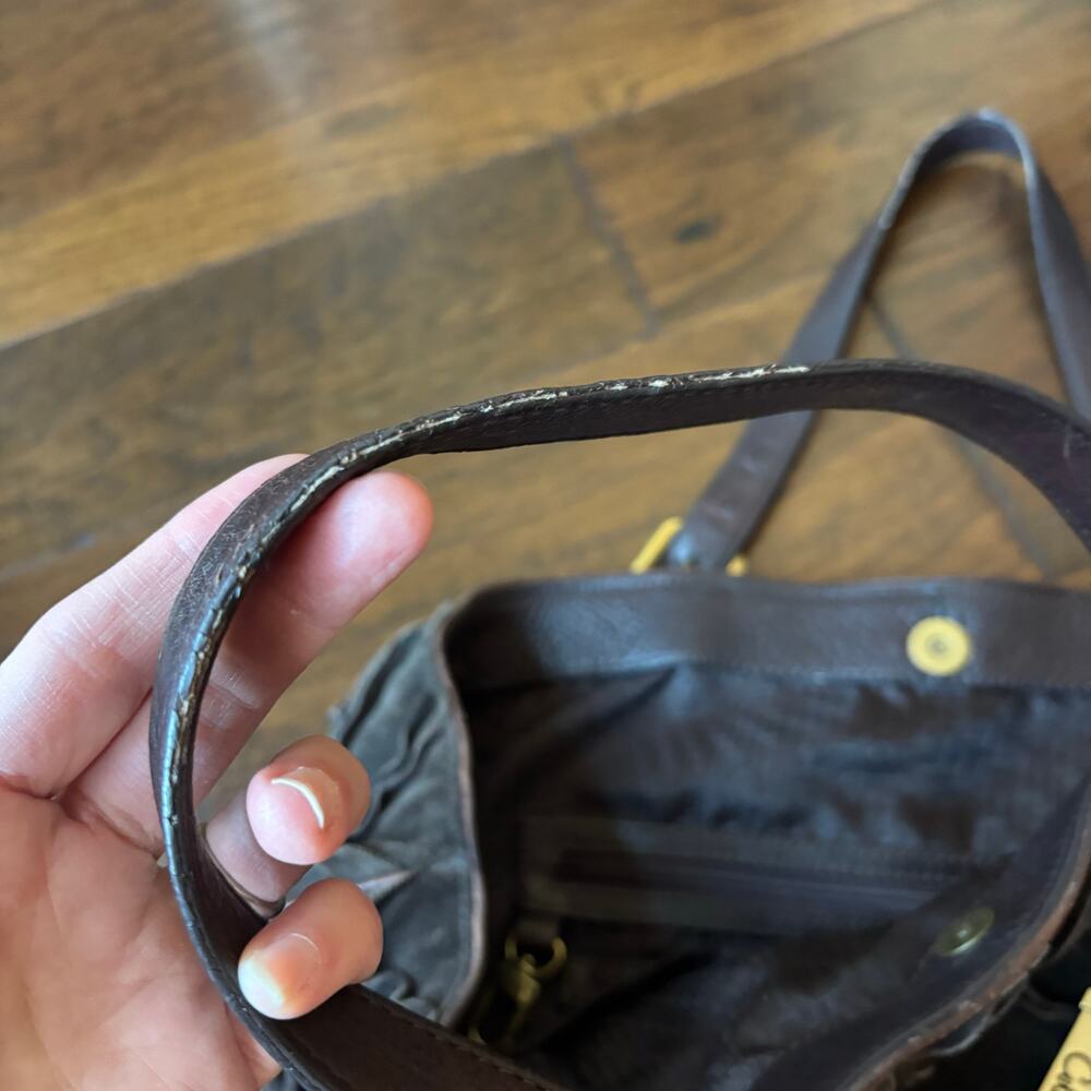 Cole Haan Sloane Woven Brown Suede Tote Bag Hobo Chocolate Weekender - Picture 8 of 16